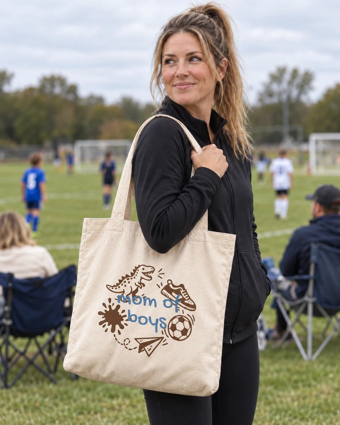 Carrynote mom of boys tote in a styled digital lifestyle image.
