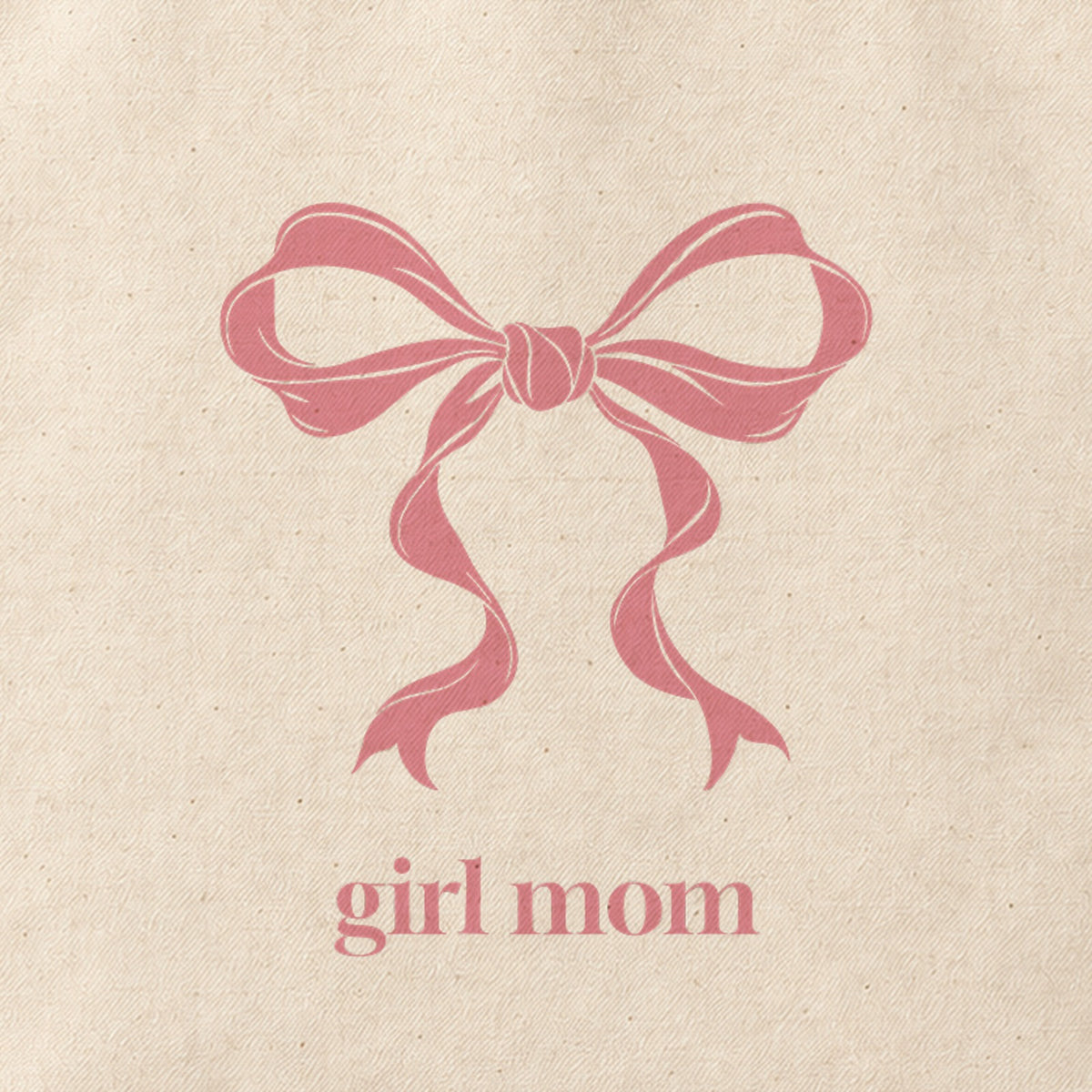 Close-up of the “girl mom” print on cotton canvas.