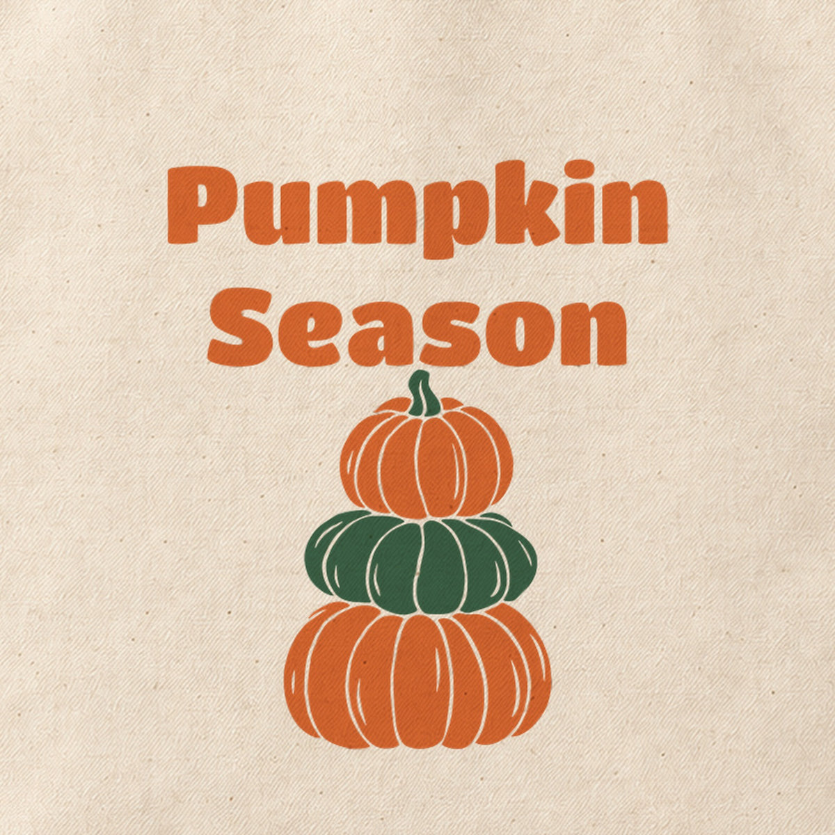 Close-up of the “Pumpkin Season” print on cotton canvas.