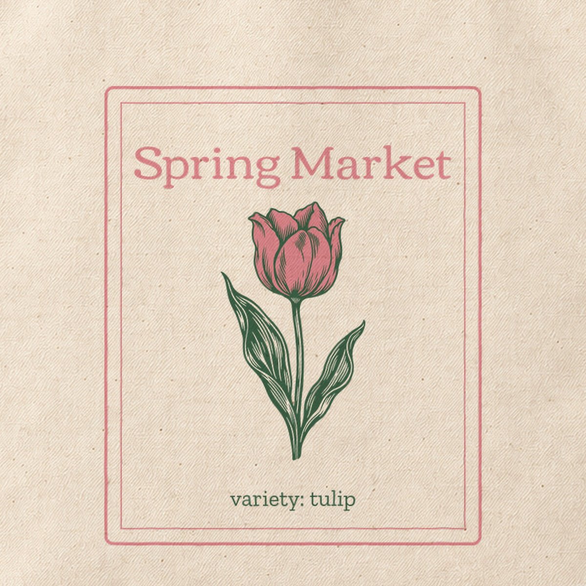 Close-up of the “Spring Market” print on cotton canvas.