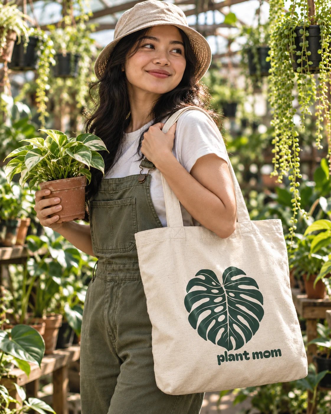 Carrynote plant mom tote in a styled digital lifestyle image.