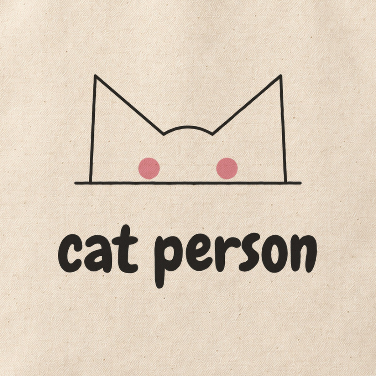 Close-up of the “cat person” print on cotton canvas.