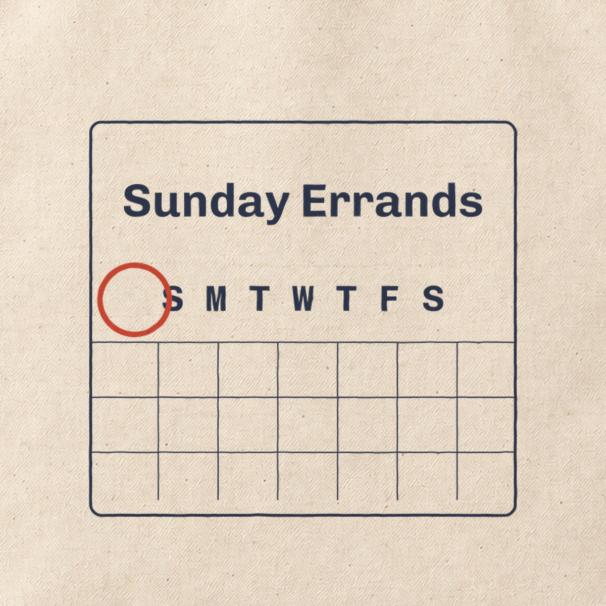 Close-up of the “Sunday Errands” print on cotton canvas.
