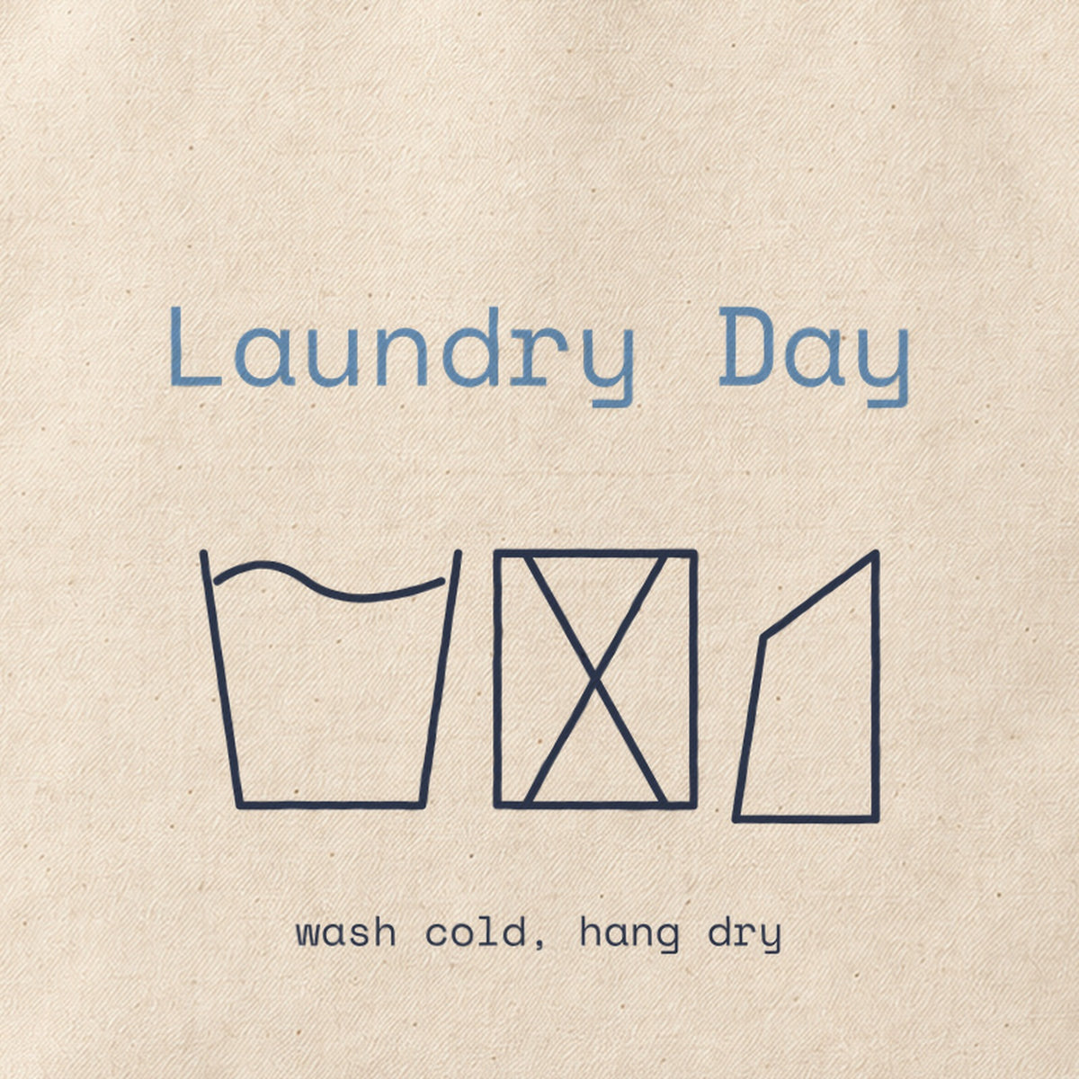 Close-up of the “Laundry Day” print on cotton canvas.