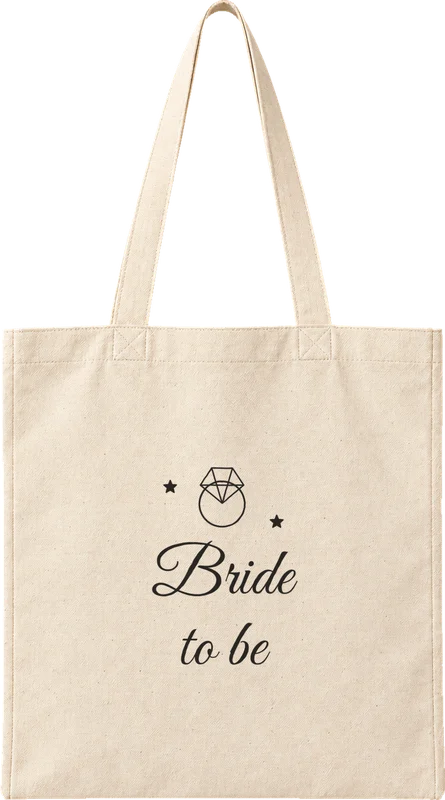Natural canvas tote printed with Bride to be