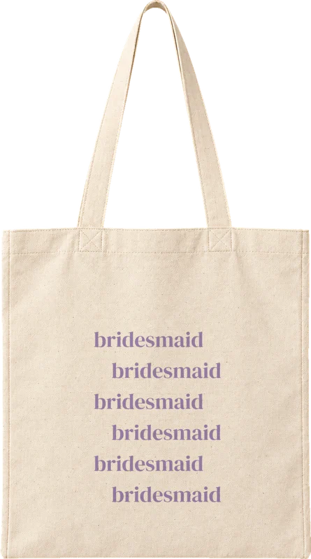 Natural canvas tote printed with bridesmaid
