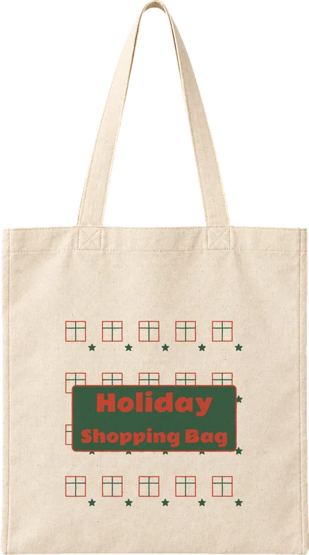 Natural canvas tote printed with Holiday Shopping Bag