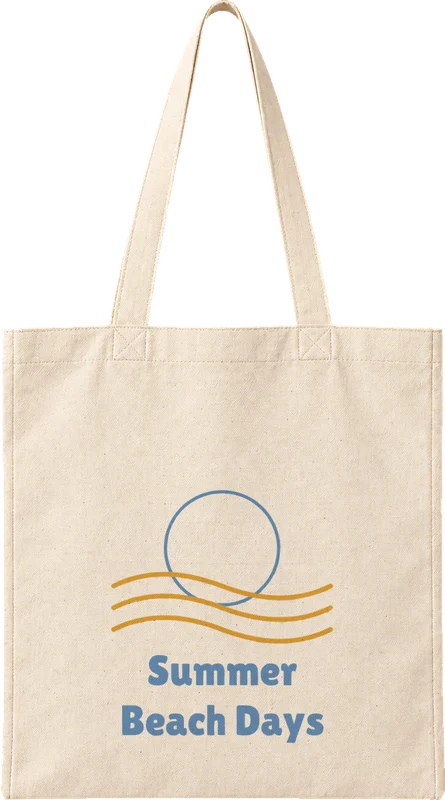Natural canvas tote printed with Summer Beach Days