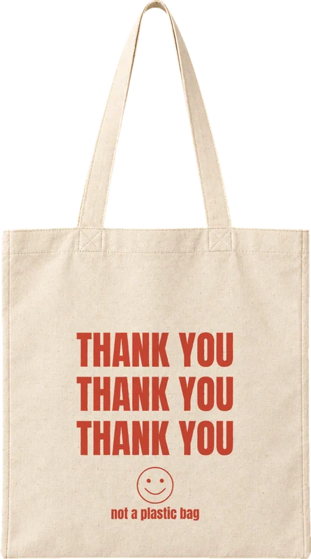 Natural canvas tote printed with THANK YOU