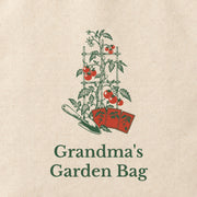 Close-up of the “Grandma's Garden Bag” print on cotton canvas.