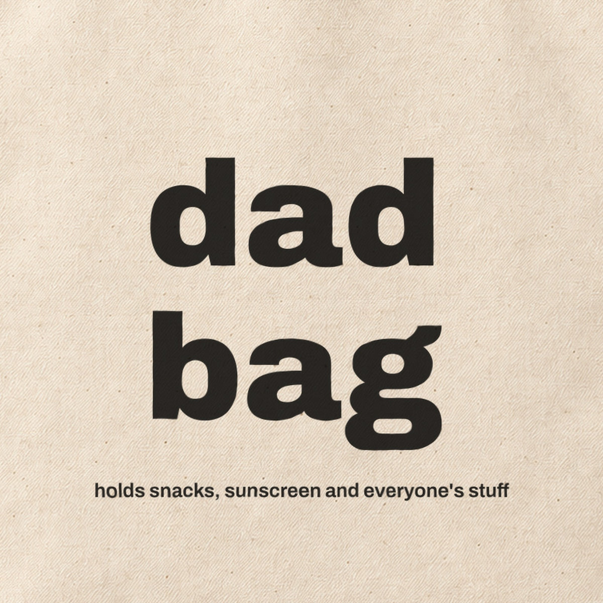 Close-up of the “dad bag” print on cotton canvas.