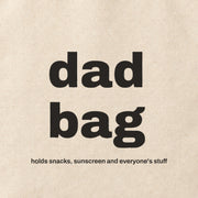 Close-up of the “dad bag” print on cotton canvas.