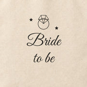 Close-up of the “Bride to be” print on cotton canvas.