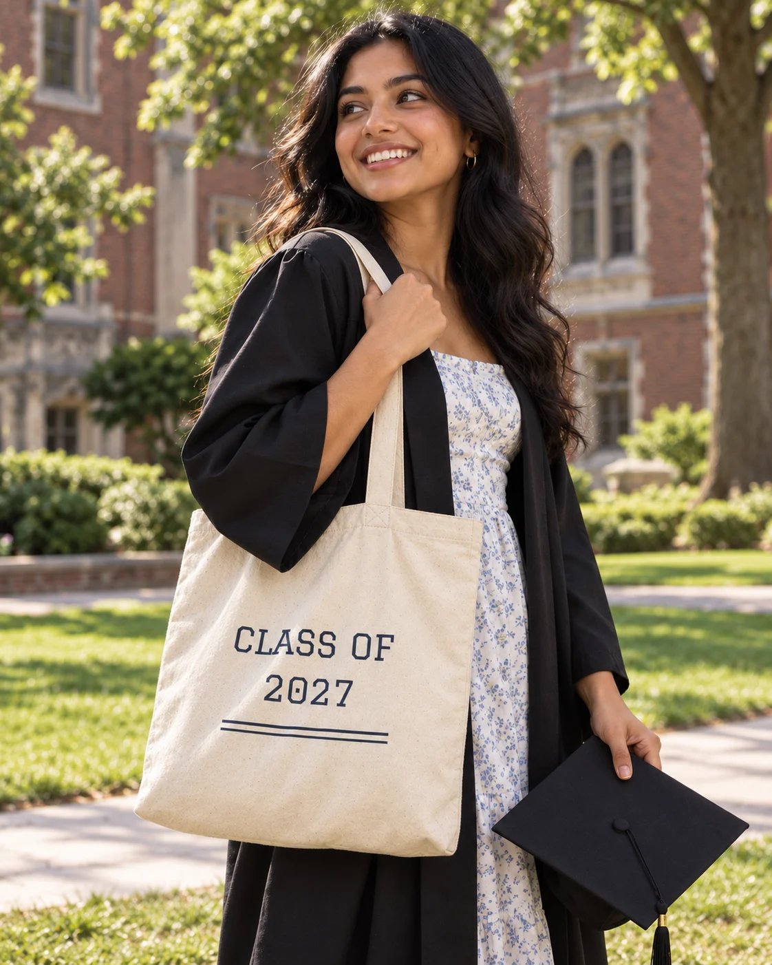 Carrynote class of 2027 tote in a styled digital lifestyle image.