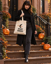 Carrynote spooky errands tote in a styled digital lifestyle image.