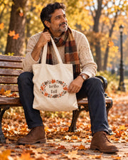 Carrynote hello fall tote in a styled digital lifestyle image.