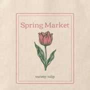 Close-up of the “Spring Market” print on cotton canvas.