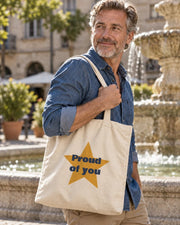 Carrynote proud of you tote in a styled digital lifestyle image.