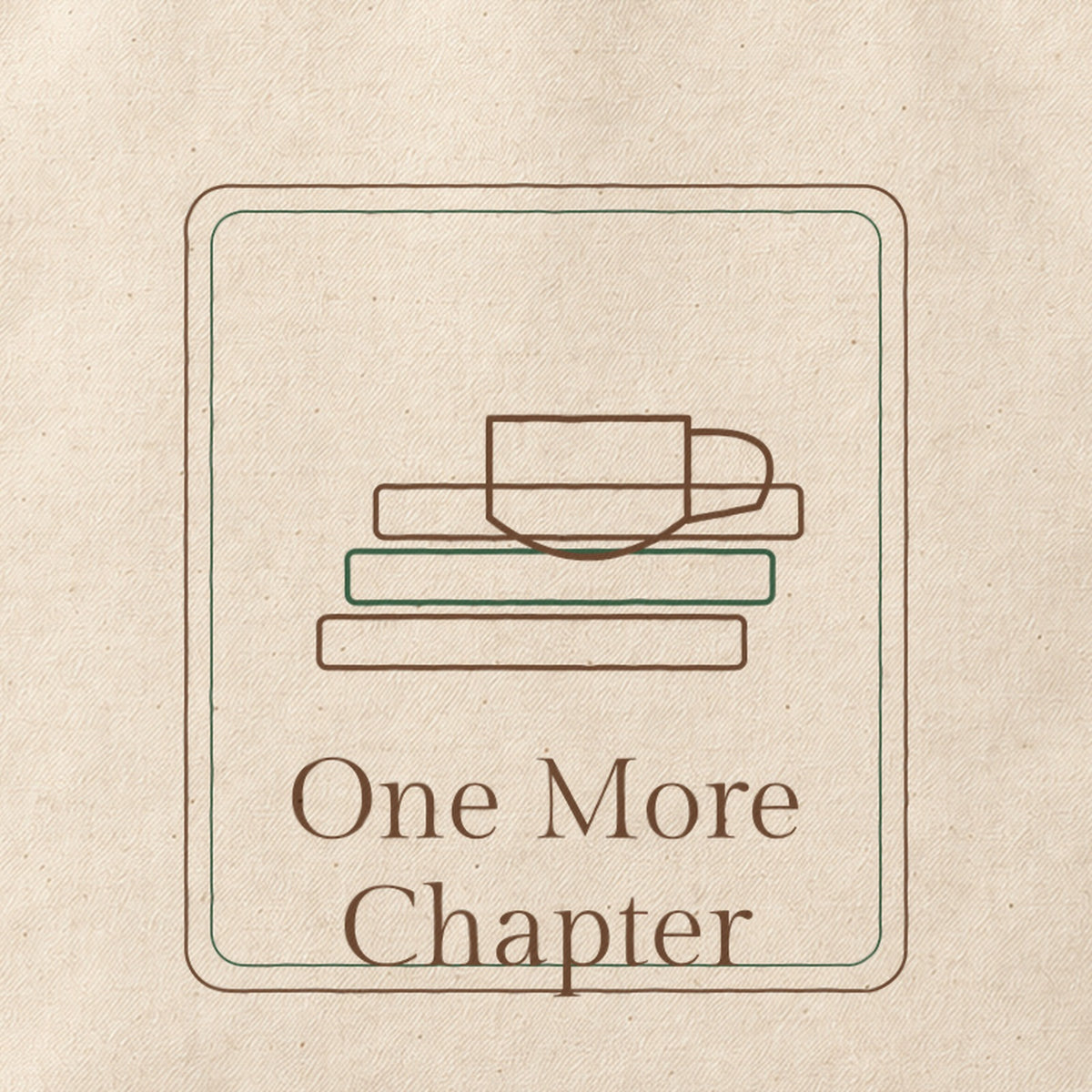 Close-up of the “One More Chapter” print on cotton canvas.