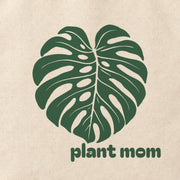 Close-up of the “plant mom” print on cotton canvas.