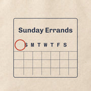 Close-up of the “Sunday Errands” print on cotton canvas.