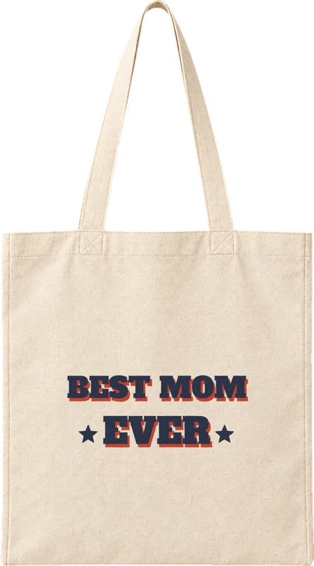 Natural canvas tote printed with BEST MOM EVER