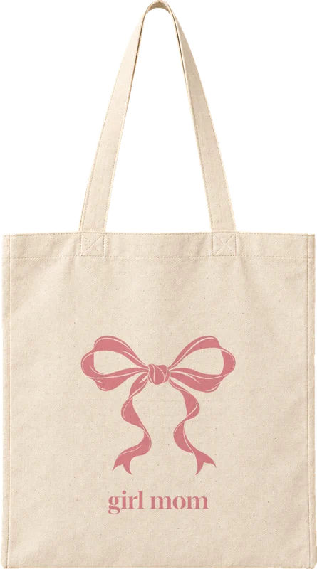 Natural canvas tote printed with girl mom