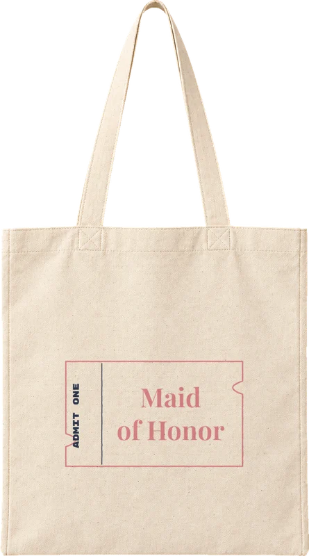 Natural canvas tote printed with Maid of Honor