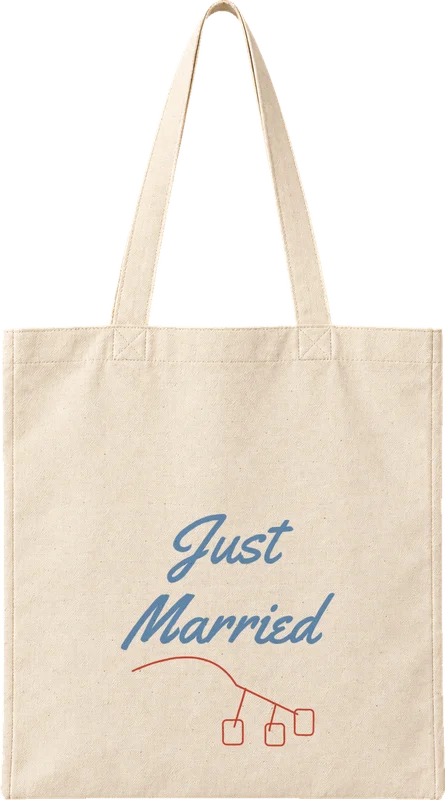 Natural canvas tote printed with Just Married