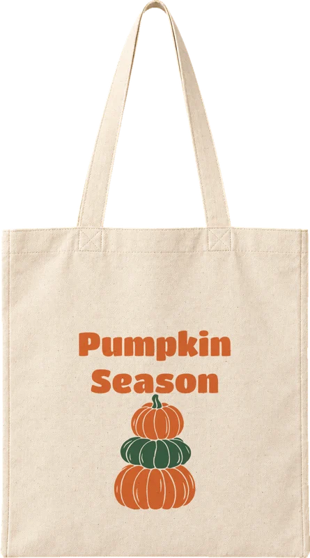 Natural canvas tote printed with Pumpkin Season