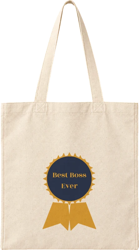 Natural canvas tote printed with Best Boss Ever